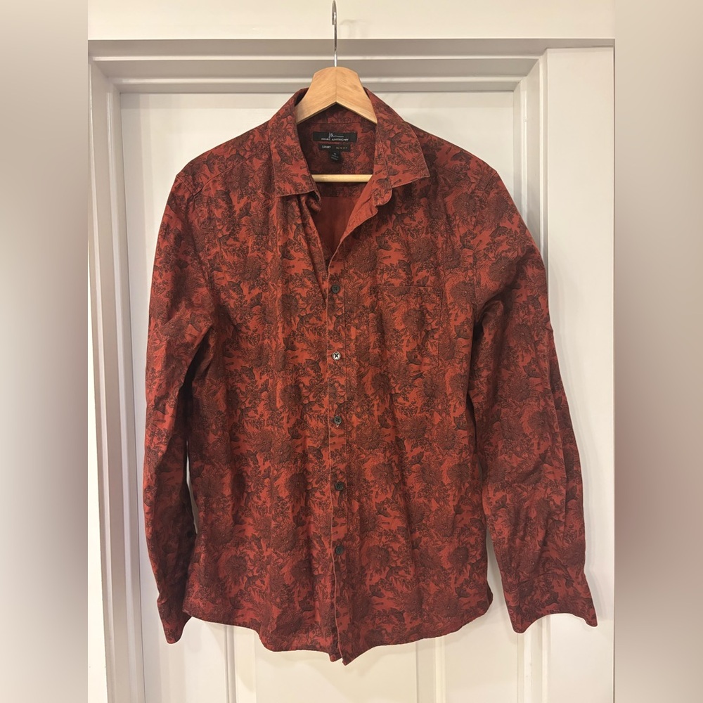 Marc Anthony Dark Red Floral Shirt